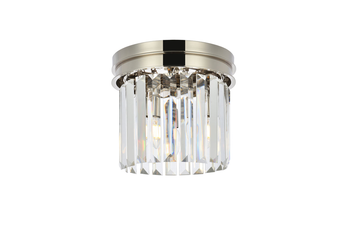 Sydney 3 light polished nickel Flush Mount Clear Royal Cut Crystal