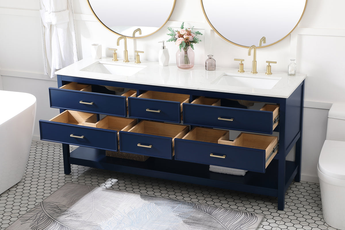 72 inch double bathroom vanity in blue