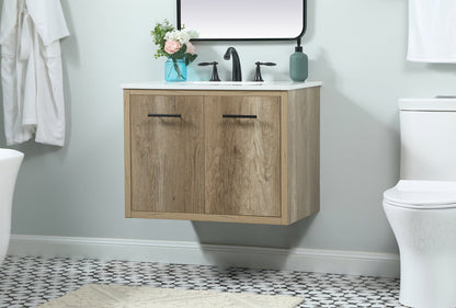 30 inch Single bathroom vanity in natural oak