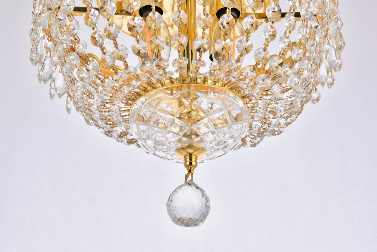 Century 4 light Gold Flush Mount Clear Royal Cut Crystal