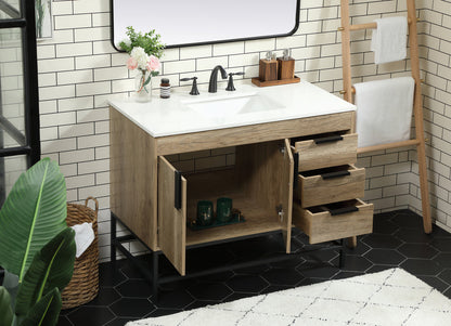 42 inch Single bathroom vanity in natural oak