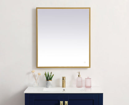 Pier 27x30 inch LED mirror with adjustable color temperature 3000K/4200K/6400K in brass