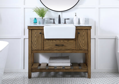 42 inch Single bathroom vanity in driftwood with backsplash