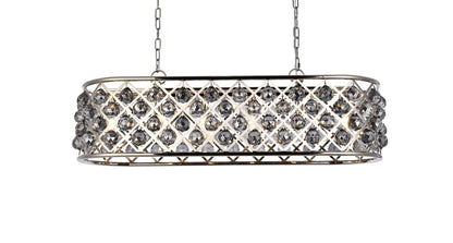Madison 6 light polished Nickel Chandelier Silver Shade (Grey) Royal Cut Crystal