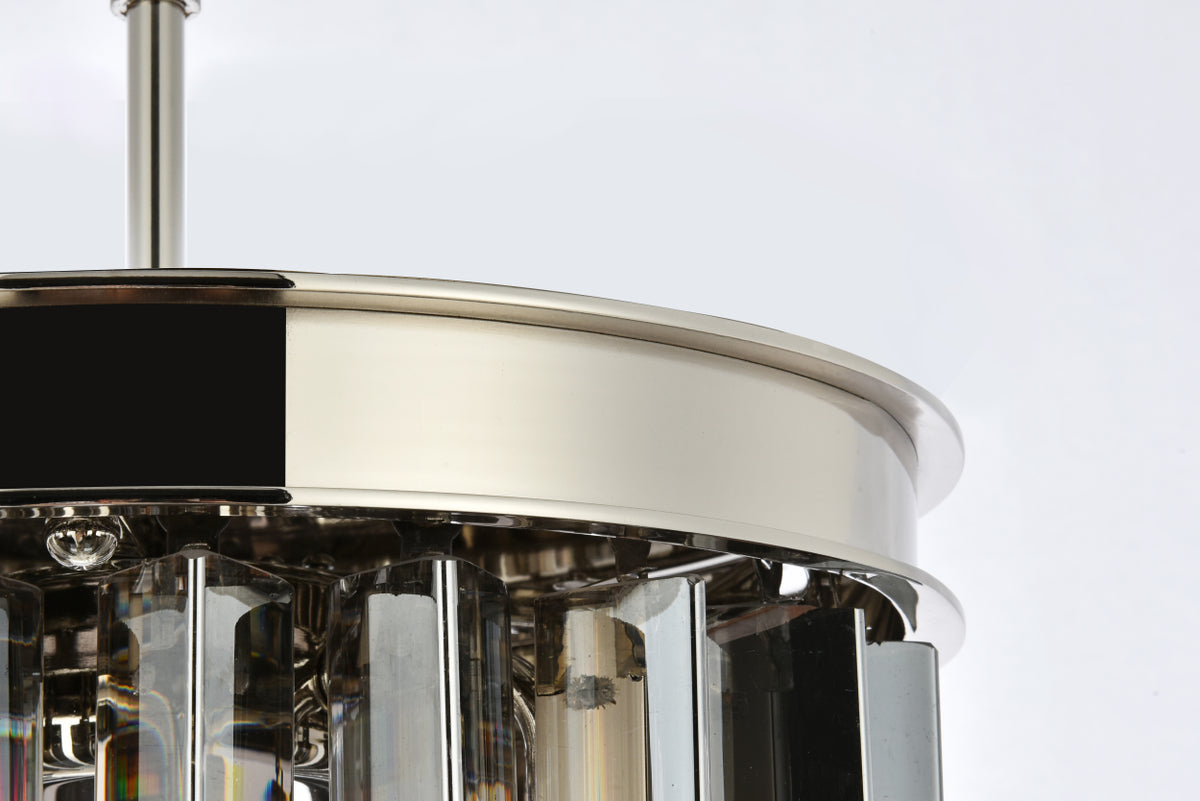 Sydney 3 light polished nickel Pendant Silver Shade (Grey) Royal Cut Crystal