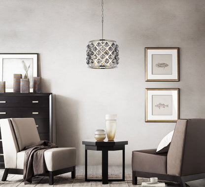 Madison 4 light polished nickel Pendant Silver Shade (Grey) Royal Cut Crystal