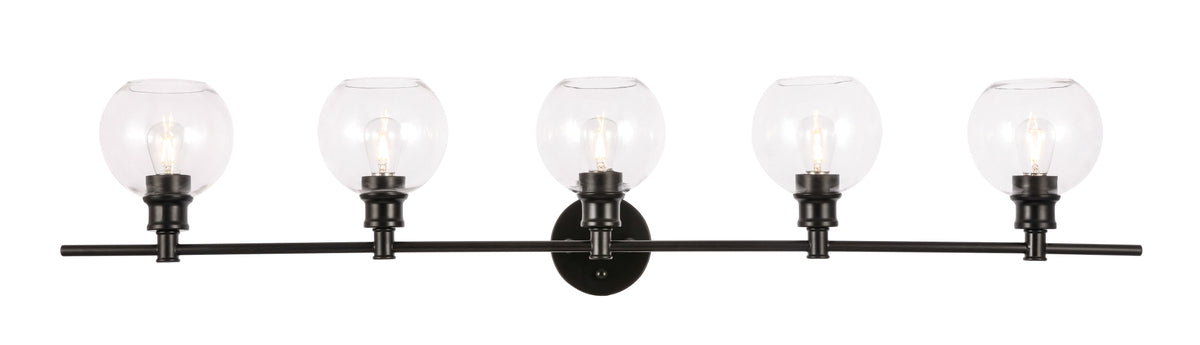 Collier 5 light Black and Clear glass Wall sconce