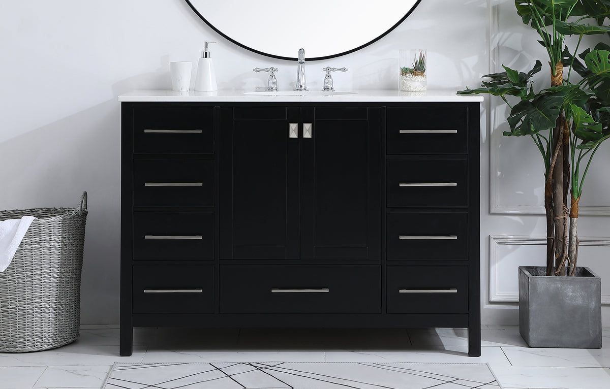 48 inch Single Bathroom Vanity in Black