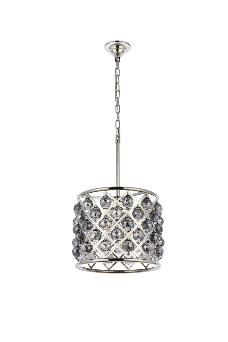Madison 4 light polished nickel Pendant Silver Shade (Grey) Royal Cut Crystal