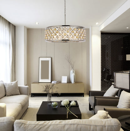 Madison 8 light polished Nickel Chandelier Golden Teak (Smoky) Royal Cut Crystal