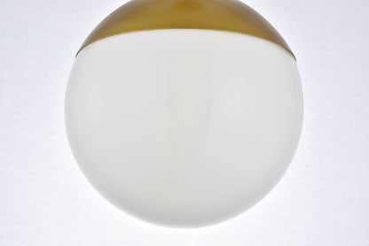 Eclipse 1 Light Brass Pendant With Frosted White Glass