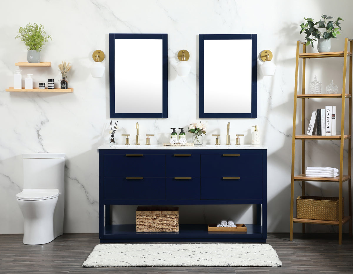 60 inch Single bathroom vanity in blue