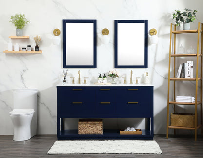60 inch Single bathroom vanity in blue