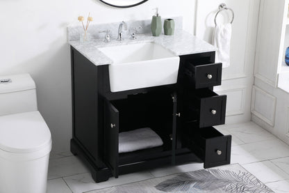 36 inch Single bathroom vanity in black with backsplash