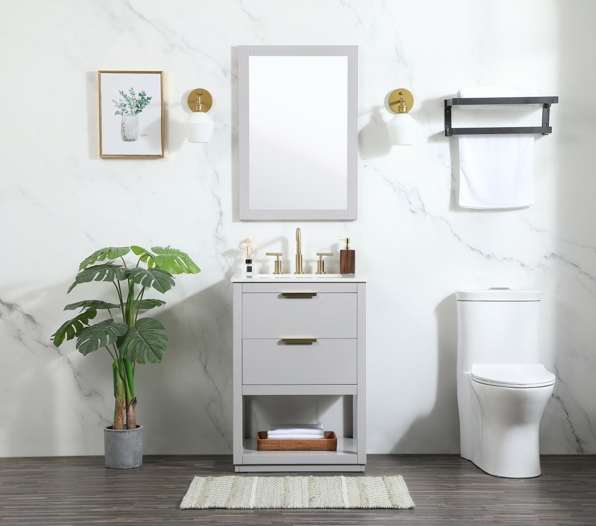 24 inch Single bathroom vanity in grey