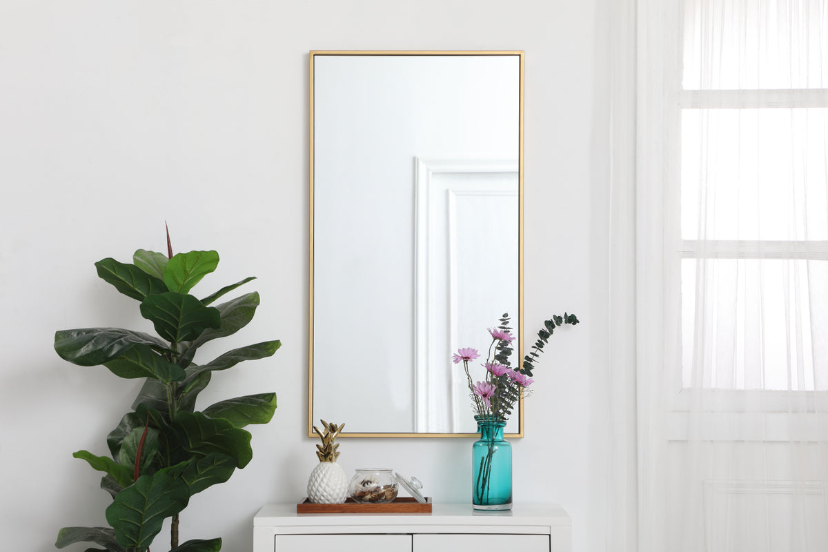Metal frame rectangle mirror 20 inch in Brass