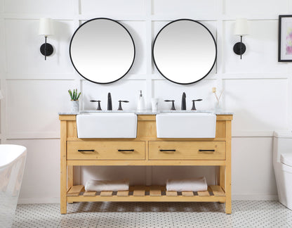 60 inch double bathroom vanity in natural wood