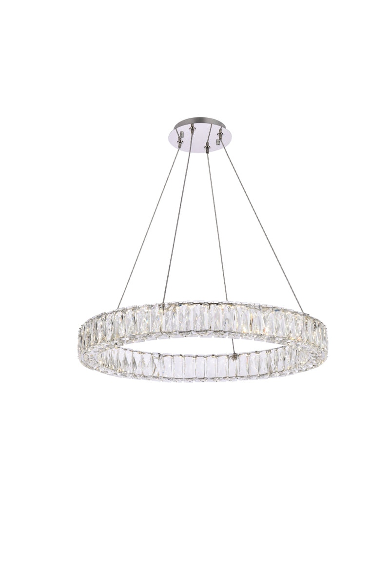 Monroe 26 inch LED round Single pendant in chrome