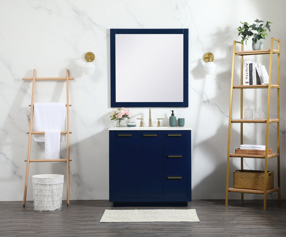 36 inch Single bathroom vanity in blue