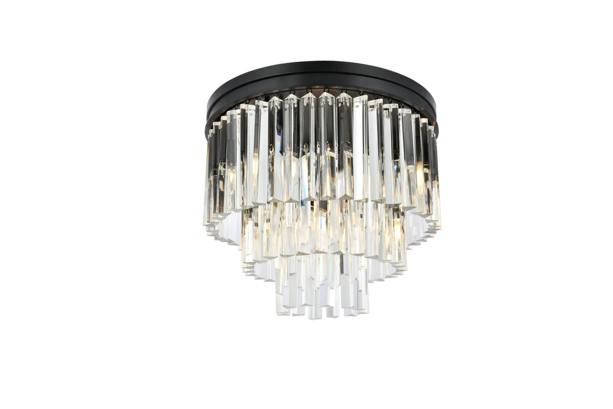 Sydney 9 light Matte Black Flush Mount Clear Royal Cut Crystal