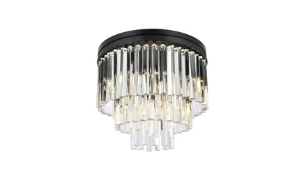 Sydney 9 light Matte Black Flush Mount Clear Royal Cut Crystal
