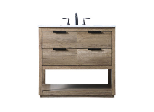 36 Inch SIngle Bathroom Vanity In Natural Oak