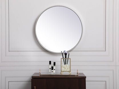 Metal frame round mirror 18 inch in silver