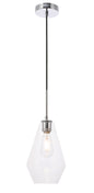 Gene 1 light Chrome and Clear glass pendant