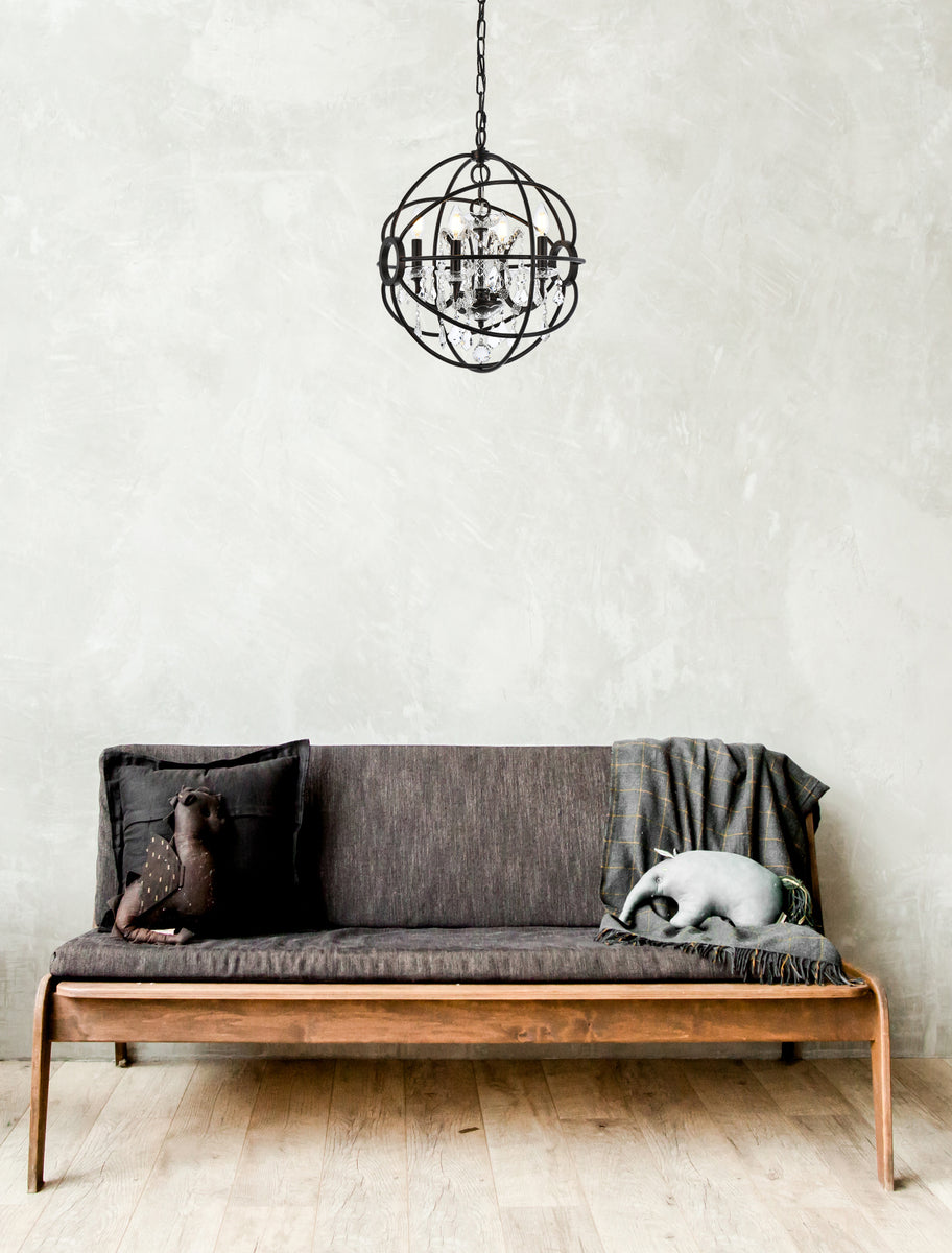 Geneva 4 light Dark Bronze Pendant Clear Royal Cut crystal