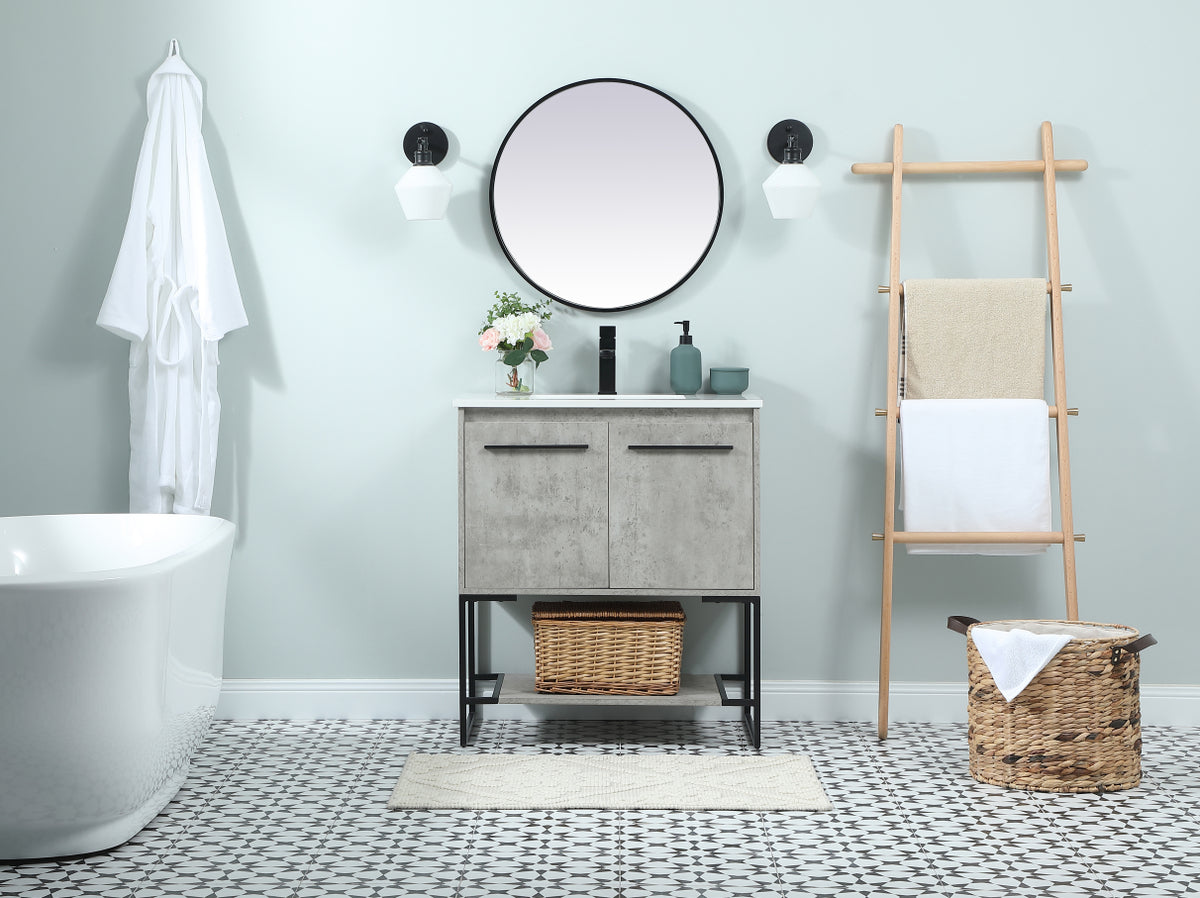 30 inch Single bathroom vanity in concrete grey