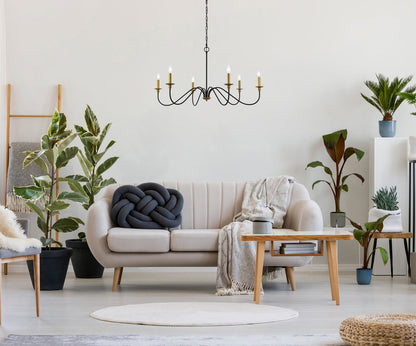 Rohan 42 inch chandelier in matte black and brass