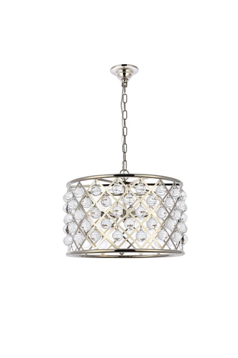 Madison 6 light polished nickel Pendant Clear Royal Cut Crystal