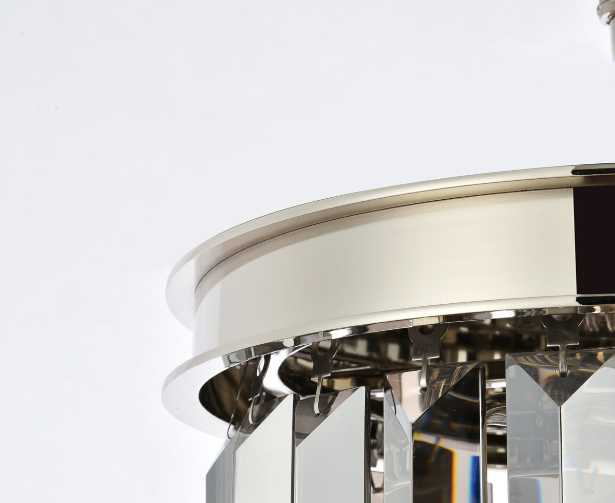 Sydney 3 light polished nickel Pendant Silver Shade (Grey) Royal Cut Crystal