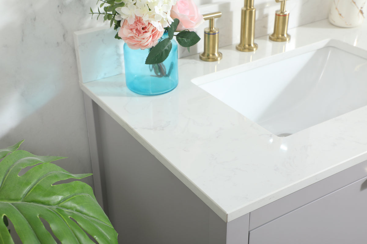 30 inch Single bathroom vanity in grey with backsplash