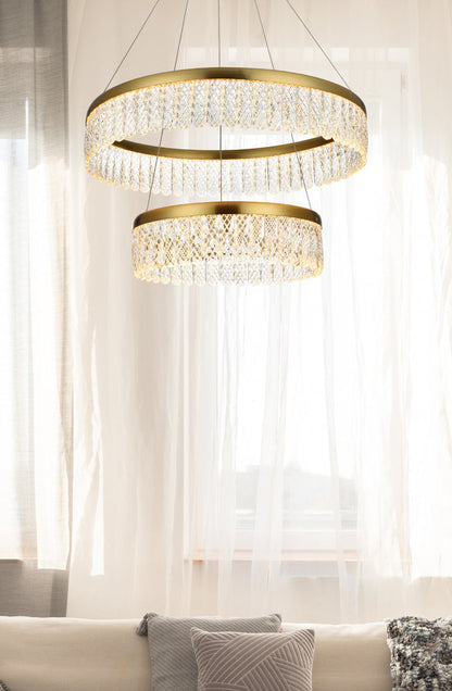 Rune 24 inch Adjustable LED chandelier in Satin Gold