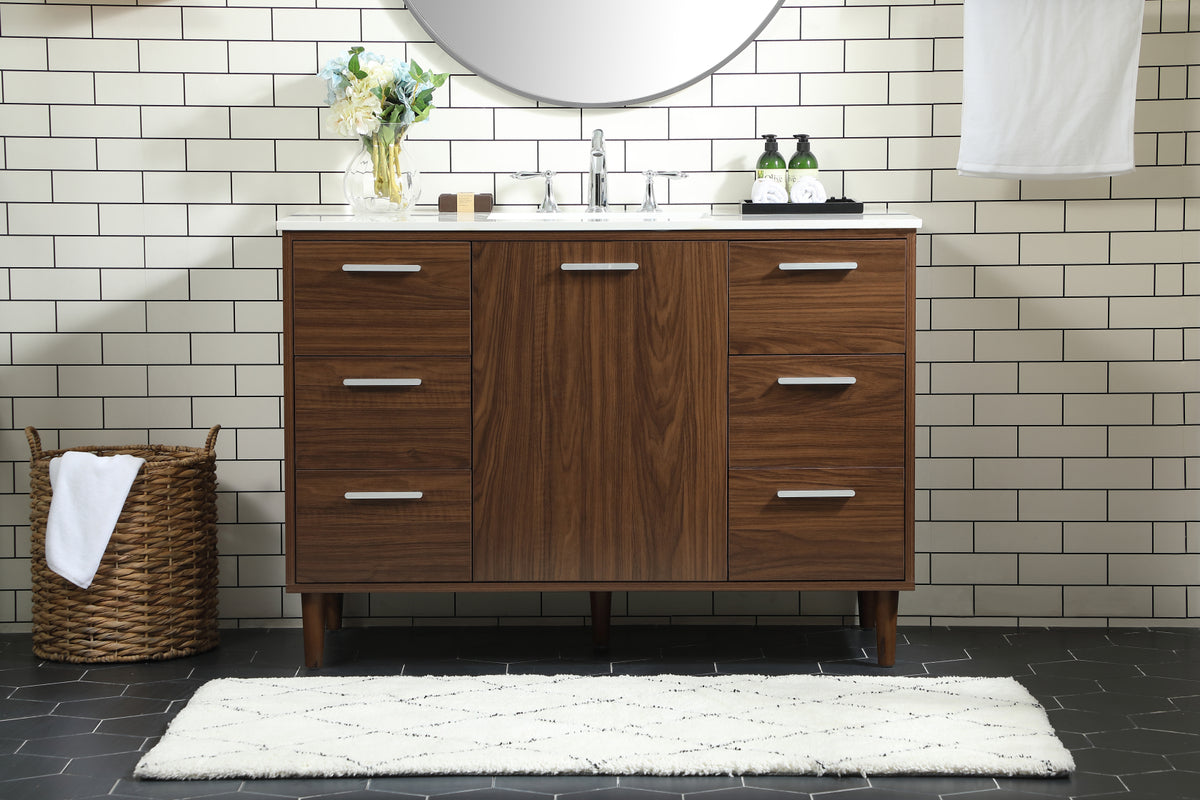 48 inch bathroom vanity in Walnut