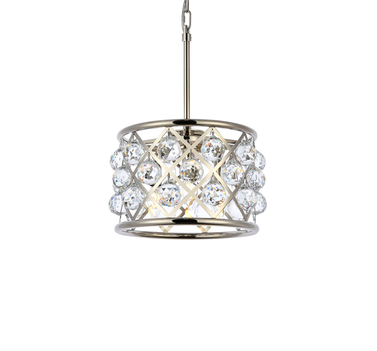 Madison 3 light polished Nickel Pendant Clear Royal Cut Crystal