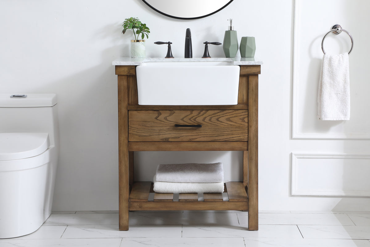 30 inch Single bathroom vanity in driftwood