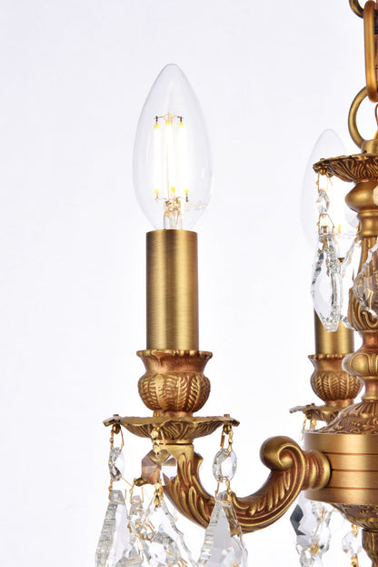 Lillie 3 light French Gold Pendant Clear Royal Cut Crystal