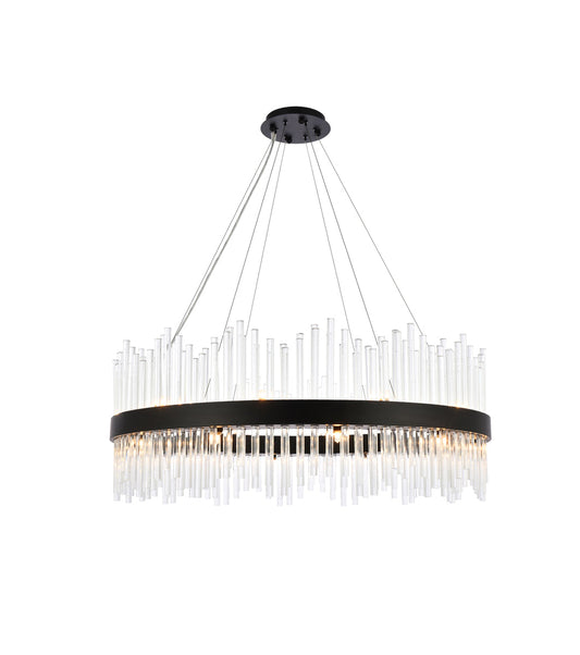 Dallas 36 inch round crystal pendant in black