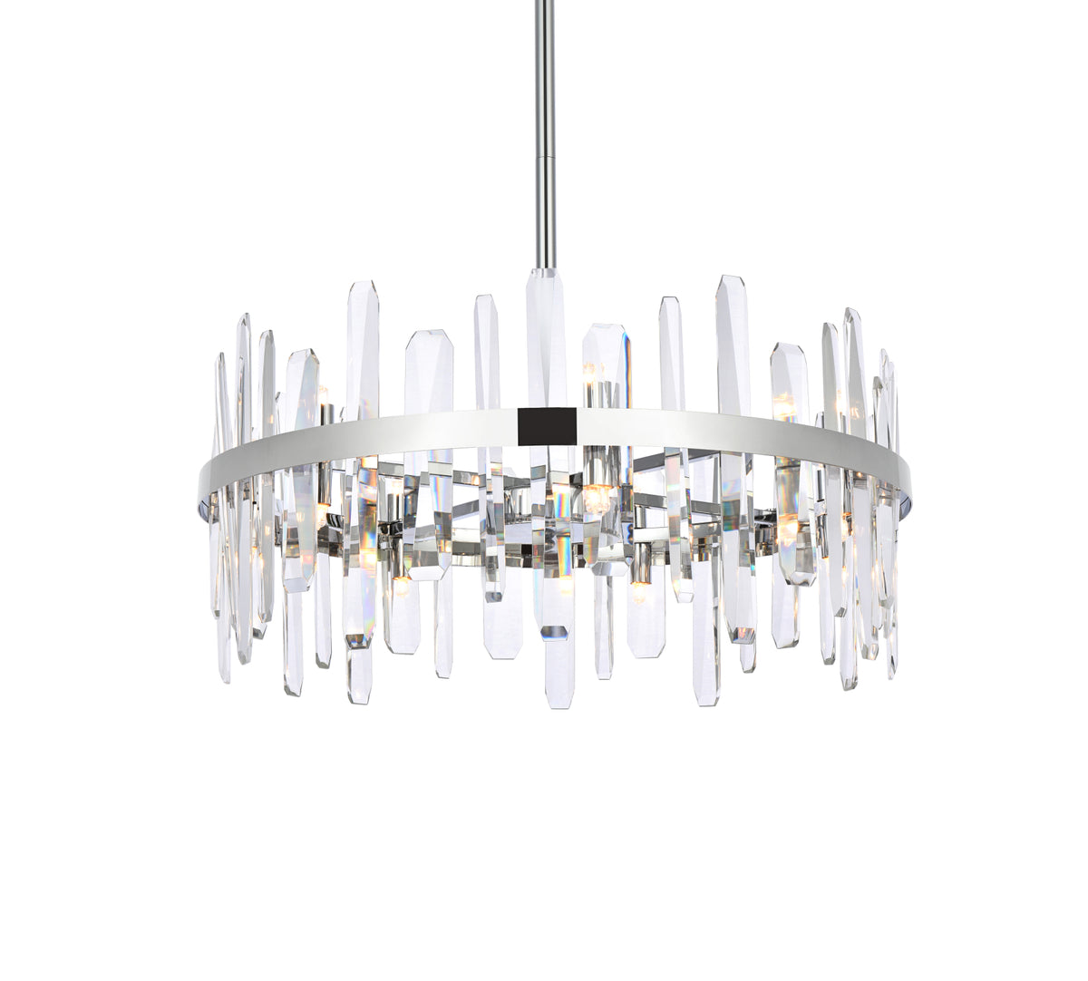 Serena 25 inch crystal round pendant in chrome