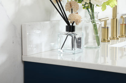 42 inch Single bathroom vanity in blue with backsplash