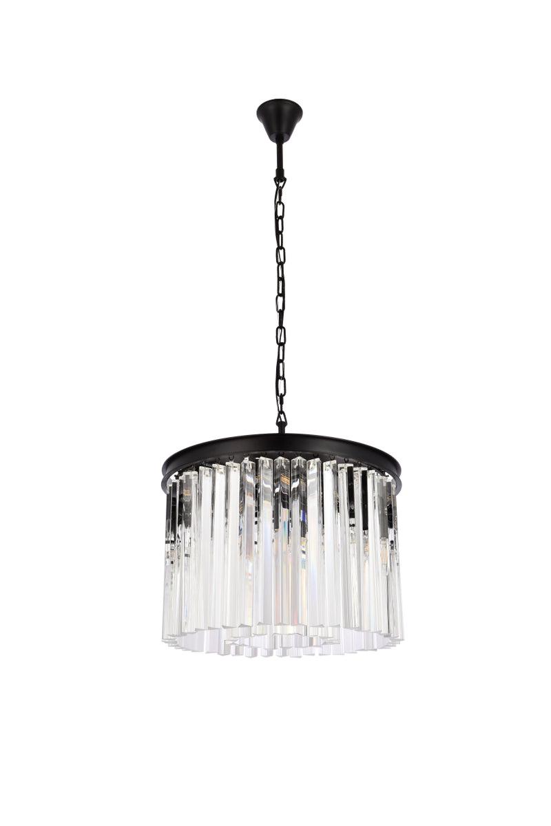 Sydney 6 light Matte Black Pendant Clear Royal Cut Crystal