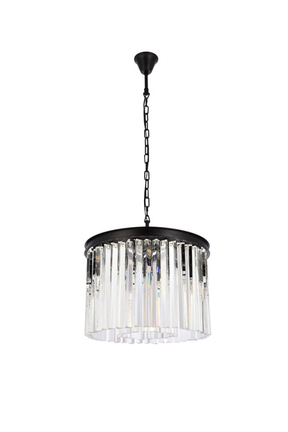 Sydney 6 light Matte Black Pendant Clear Royal Cut Crystal