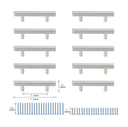 Dior 3" Center to Center Brushed Nickel Bar Pull Multipack (set of 10)