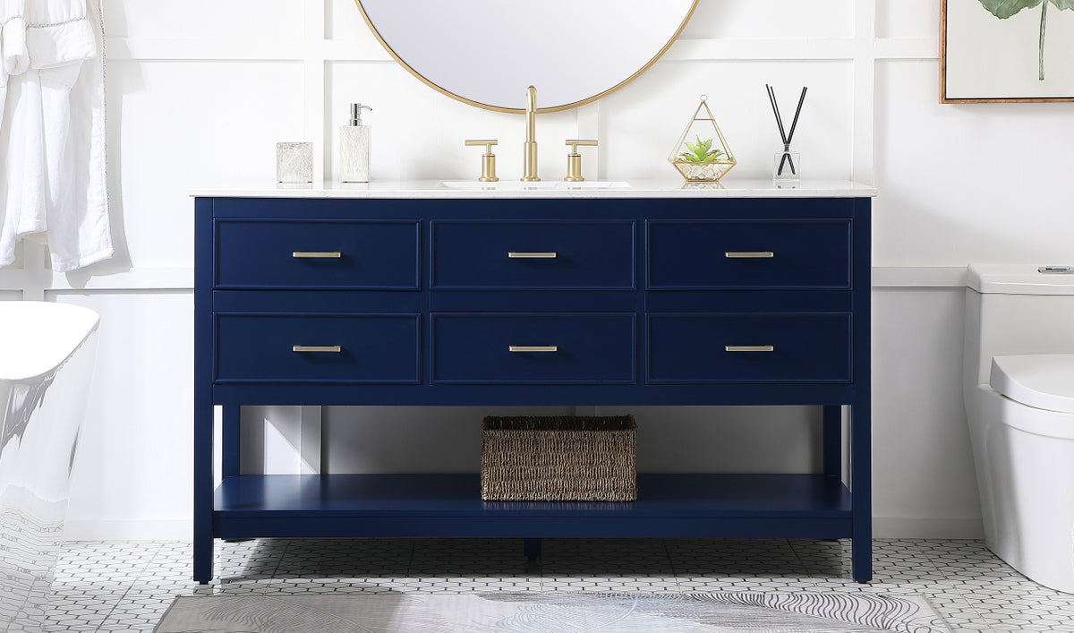 60 inch Single bathroom vanity in blue