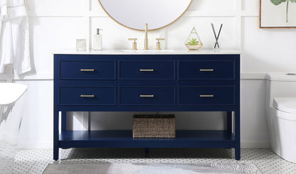 60 inch Single bathroom vanity in blue