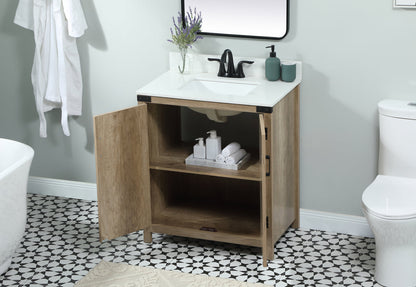 30 inch Single bathroom vanity in natural oak with backsplash