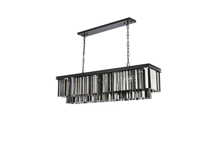 Sydney 12 light Matte Black Chandelier Silver Shade (Grey) Royal Cut Crystal