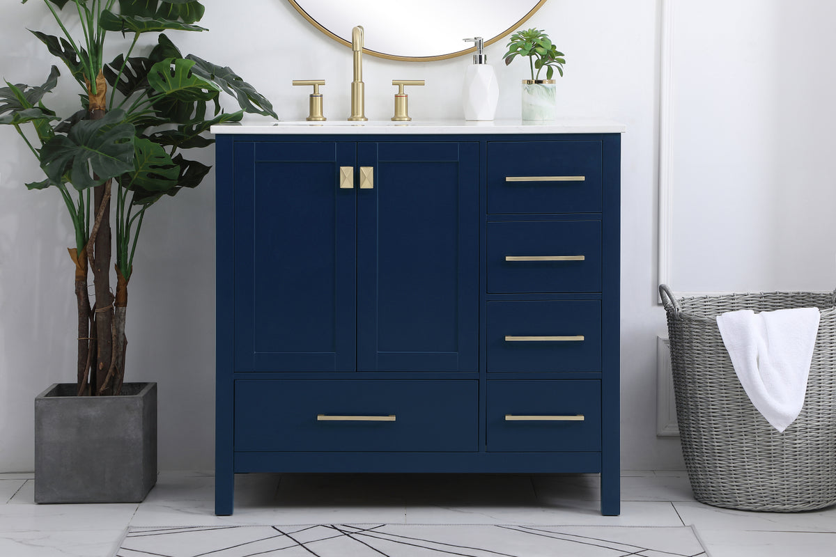 36 inch Single Bathroom Vanity in Blue